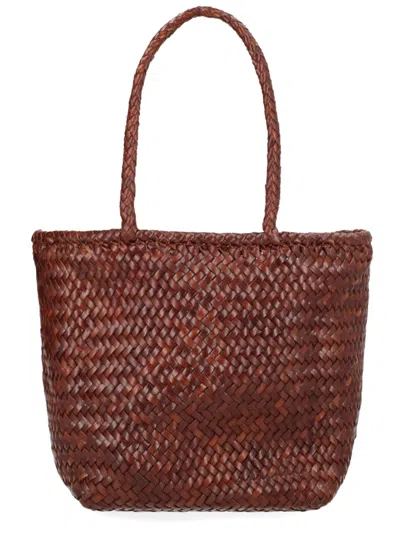 Dragon Diffusion Woven Leather Tote Bag In Brown