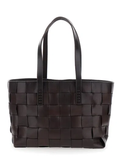 Dragon Diffusion Woven Leather Tote Bag In Brown