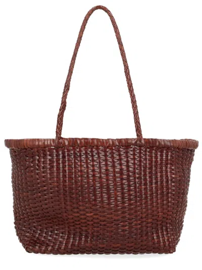 Dragon Diffusion Woven Leather Tote Bag In Brown
