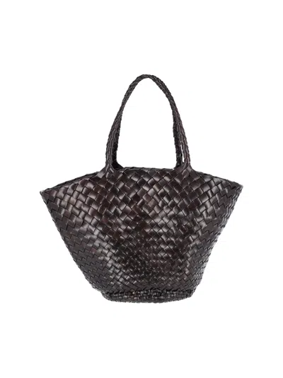 Dragon Diffusion Woven Leather Tote Bag In Brown