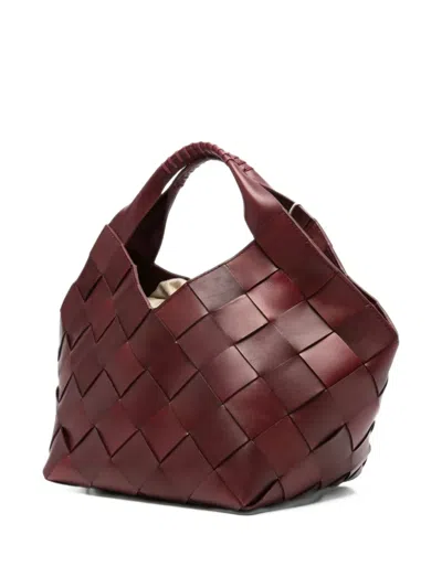Dragon Diffusion Woven Leather Tote Bag In Burgundy