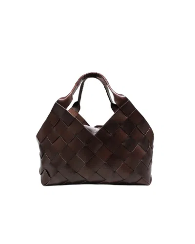 Dragon Diffusion Woven Leather Tote Bag In Dk Brown