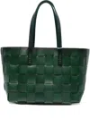 Dragon Diffusion Box Weave Basket Tote In Green Leather In Green