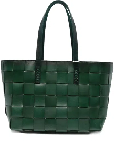 Dragon Diffusion Woven Leather Tote Bag In Green