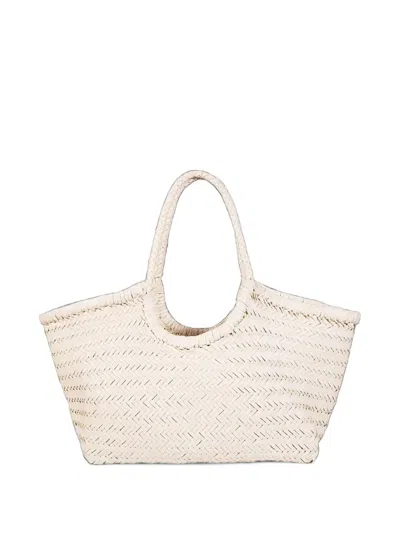 Dragon Diffusion Woven Leather Tote Bag In Neutral