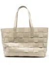 Dragon Diffusion Japan Tote (flat Leathr Handles) Box Weave Basket 4cm Straps In Nude
