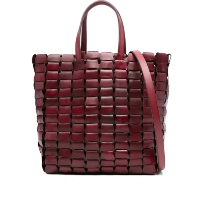 Dragon Diffusion Woven Leather Tote Bag In Red