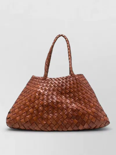 Dragon Diffusion Woven Leather Tote Bag Shoulder Style In Brown