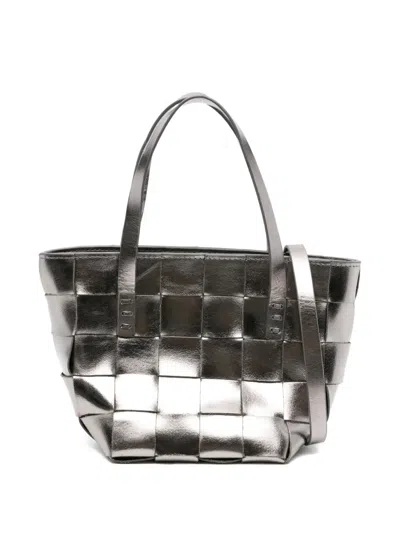 Dragon Diffusion Woven-leather Tote Bag In Silver