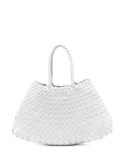 Dragon Diffusion Woven Leather Tote Bag In White
