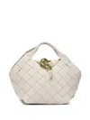 Dragon Diffusion Woven Leather Tote Bag In White