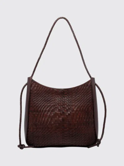 Dragon Diffusion Woven Leather Tote Bag With Single Handle In Brown