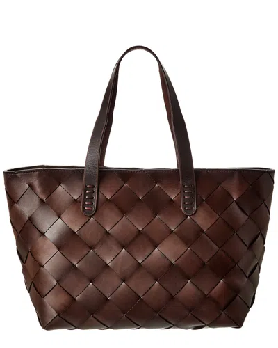 Dragon Diffusion Woven Leather Tote In Brown