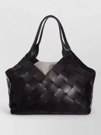 Dragon Diffusion Woven Shopper Shoulder Bag Dual Handles In Black