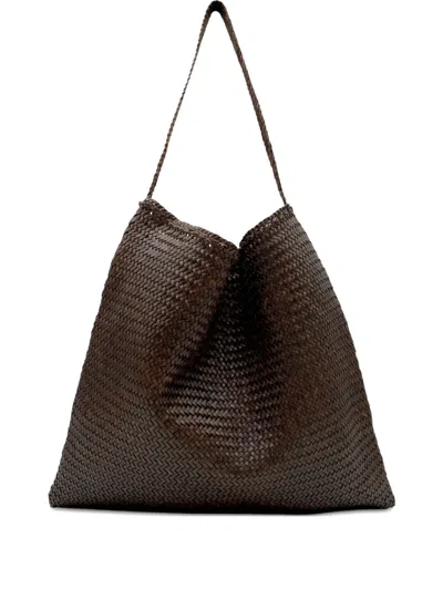 Dragon Diffusion Woven Shoulder Bag In Black