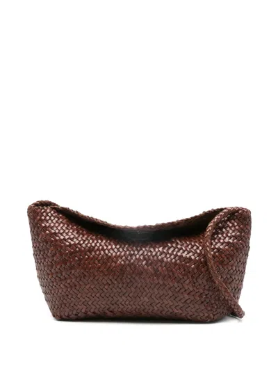 Dragon Diffusion Woven Shoulder Bag In Brown