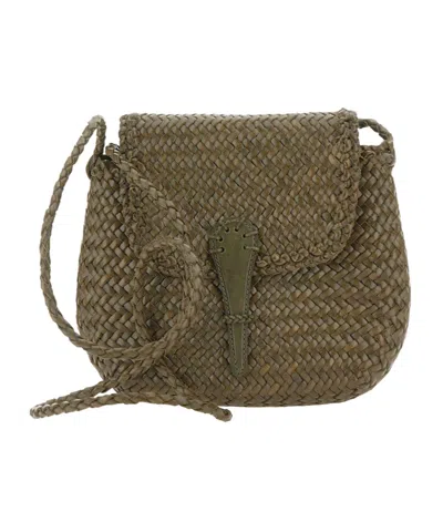Dragon Diffusion Woven Shoulder Bag In Brown
