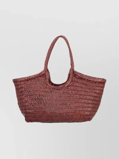 Dragon Diffusion Woven Shoulder Bag Dual Handles In Pink