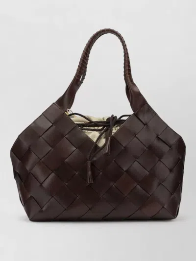 Dragon Diffusion Woven Shoulder Bag Featuring Dual Handles In Brown
