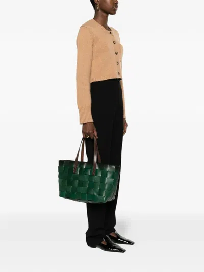 Dragon Diffusion Woven Shoulder Bag In Green
