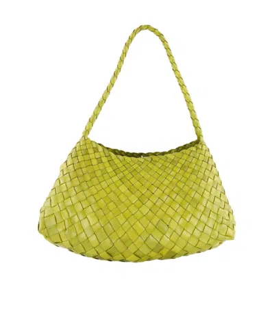 Dragon Diffusion Woven Shoulder Bag In Yellow