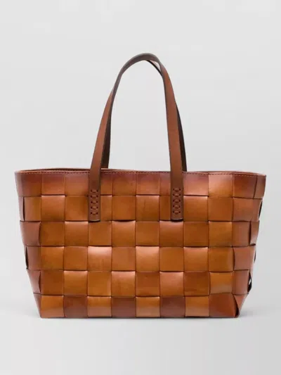 Dragon Diffusion Woven Shoulder Tote Bag Dual Handles In Brown