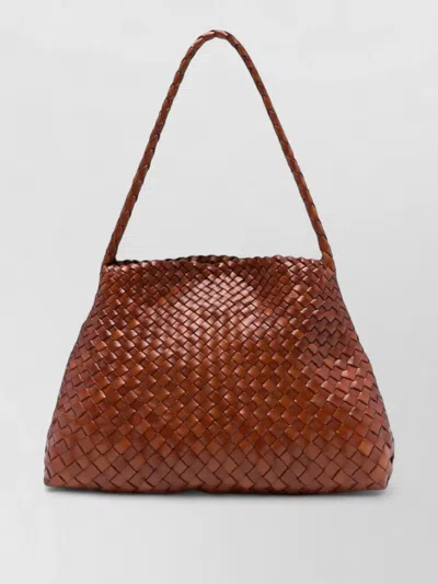 Dragon Diffusion Woven Single Strap Leather Tote Bag In Brown