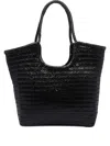 Dragon Diffusion Leather Woven Texture Shoulder Bag Top Handles In Black