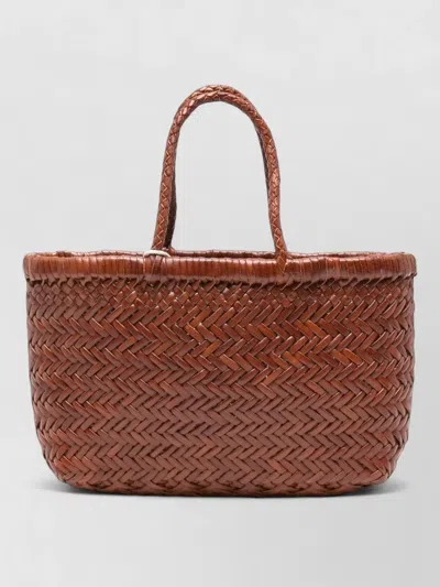 Dragon Diffusion Woven Tote Bag Braid Detail Handles In Brown