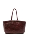 Dragon Diffusion Woven Vitello Leather Shoulder Bag In Rich Bordeaux In Black