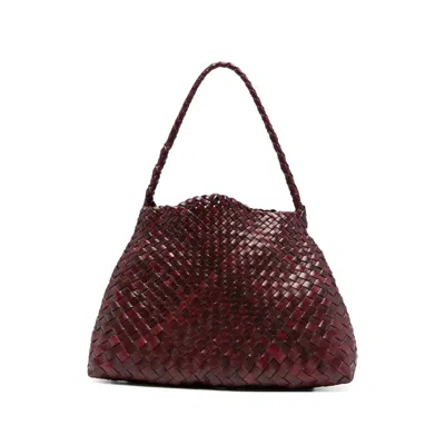 Dragon Diffusion Woven-leather Tote Bag In Burgundy