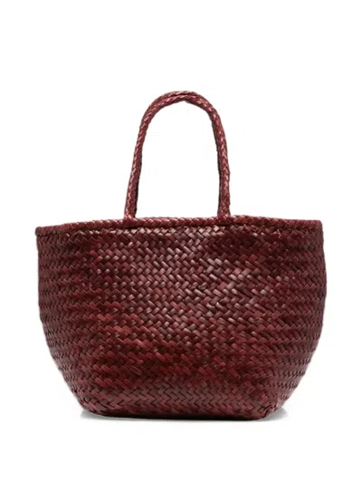 Dragon Diffusion Woven-leather Tote Bag In Burgundy
