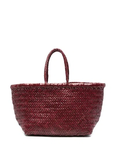 Dragon Difussion Bamboo Triple Jump Small Basket Bag In Burgundy