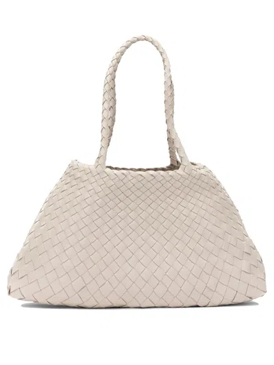 Dragon Difussion Beige Buffalo Calf Leather Handbag In White