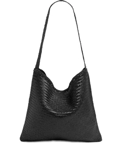 Dragon Difussion Black Buffalo Calf Leather Shoulder Bag