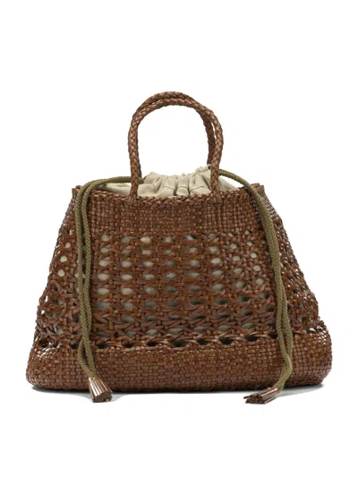 Dragon Difussion Brown Buffalo Calf Leather Handbag