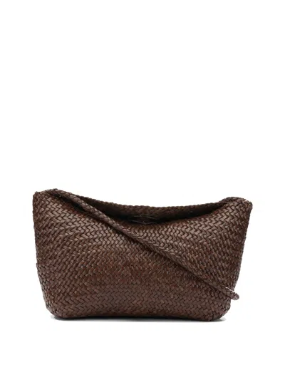 Dragon Difussion Brown Buffalo Calf Leather Shoulder Bag