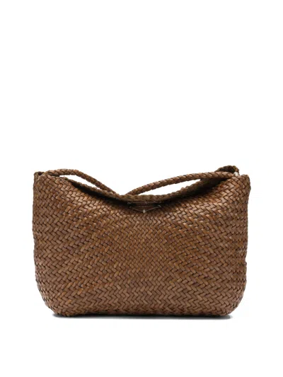 Dragon Difussion Brown Buffalo Calf Leather Shoulder Bag
