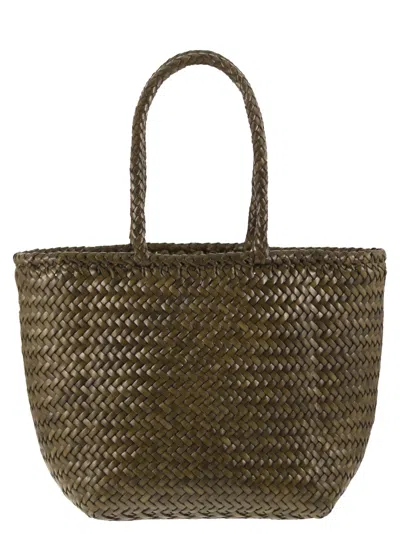 Dragon Grace Basket Small - Woven Leather Bag In Green