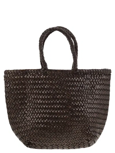 Dragon Grace Basket Small Woven Leather Bag In Brown