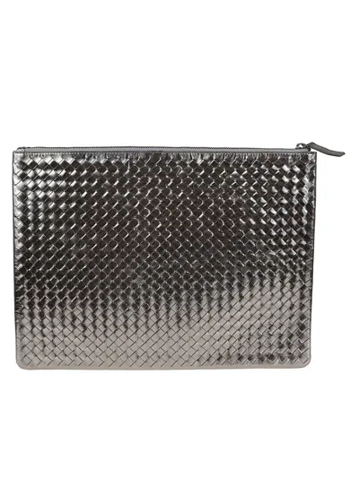 Dragon Hand-woven Calfskin A4 Clutch Bag In Gray