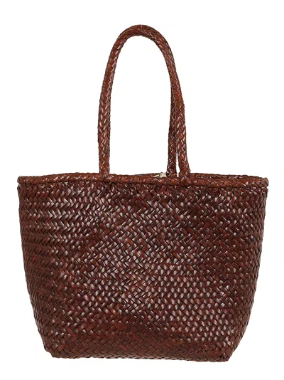Dragon Hand-woven Bucket Bag In Premium Buffalo Calfskin In Brown