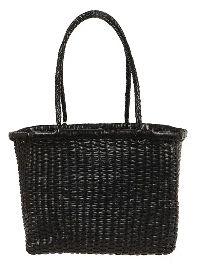 Dragon Hand-woven Calfskin Basket Tote In Black