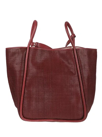 Dragon Handwoven Textured Calfskin Handbag In Burgundy