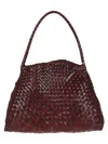 Dragon Irregularly Woven Leather Shoulder Bag In Burgundy