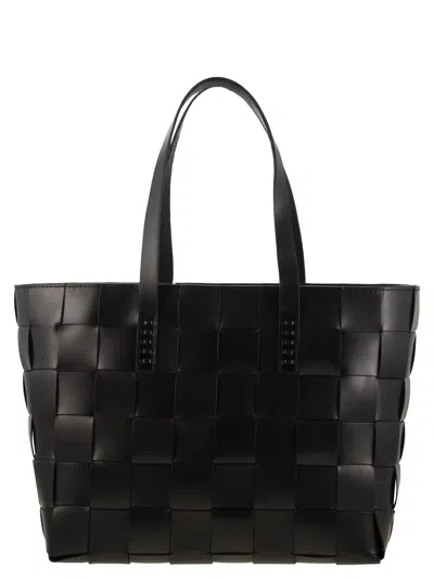 Dragon Japan Tote - Woven Leather Bag In Black