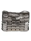 Dragon Link Leather Pochette In Gray