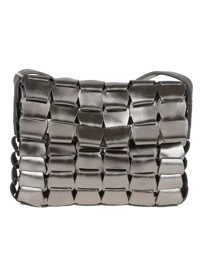 Dragon Link Leather Pochette In Gray