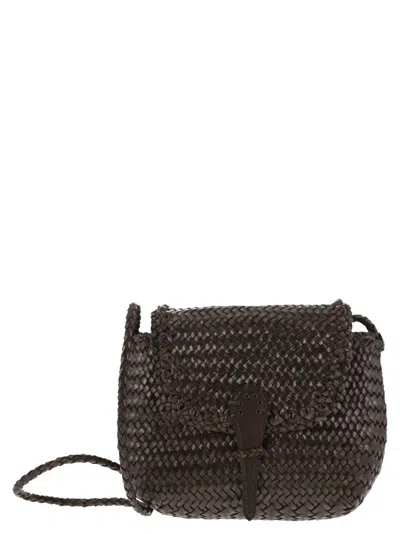 Dragon Mini City Bag - Woven Leather Bag In Black