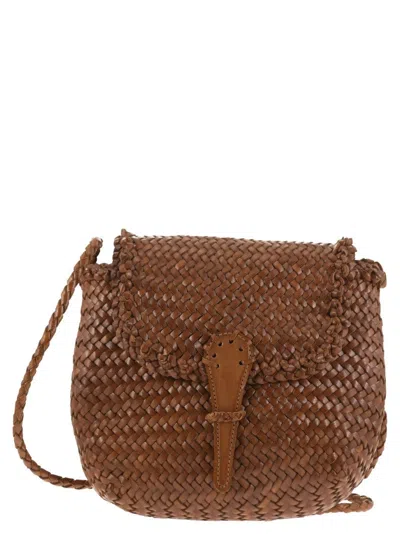 Dragon Mini City Bag - Woven Leather Bag In Brown